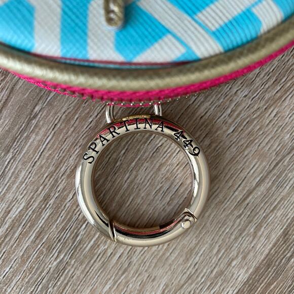 Spartina 446 Pineapple Zipper Pouch Bag Hook Blue Gold - Picture 2 of 6